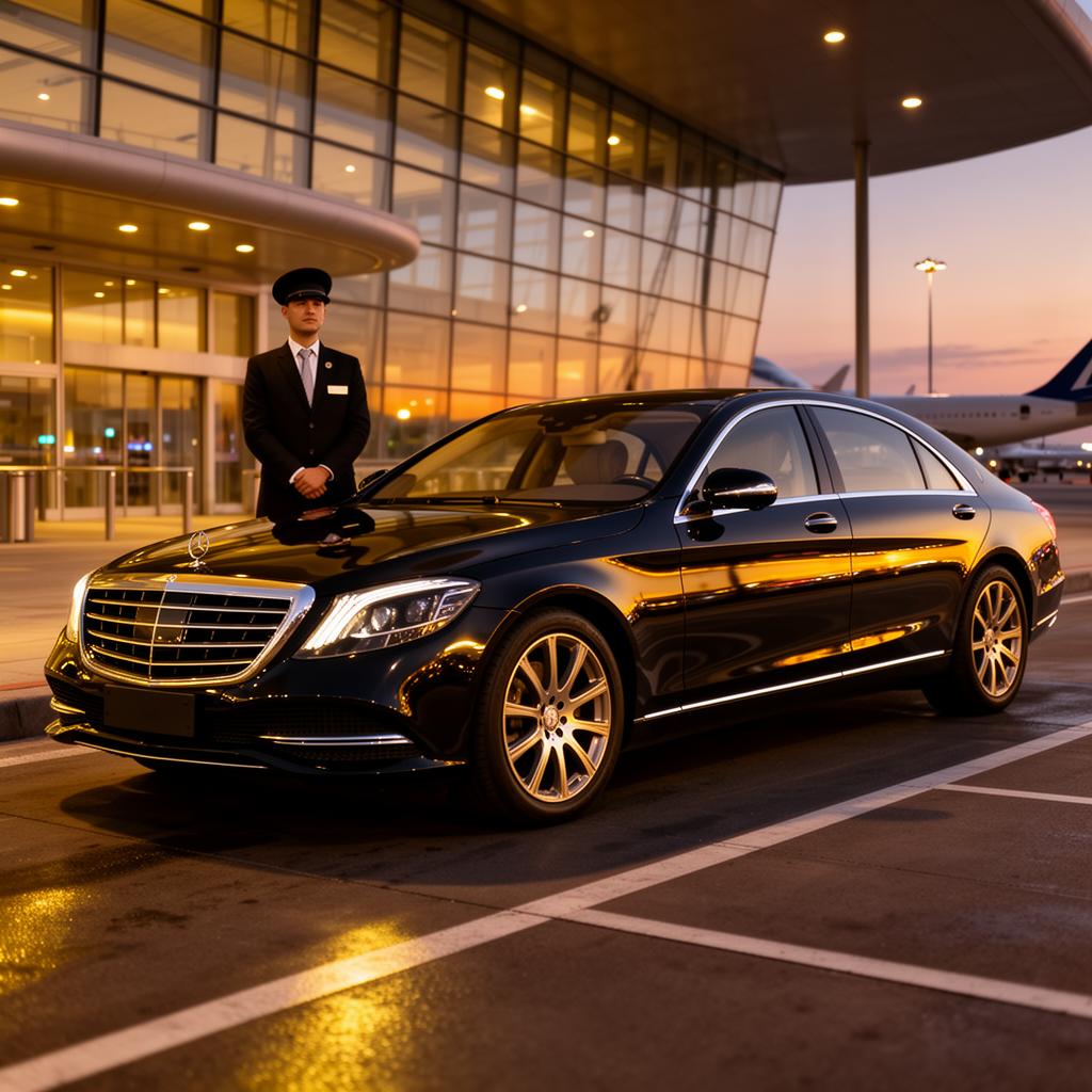 Executive sedan at airport